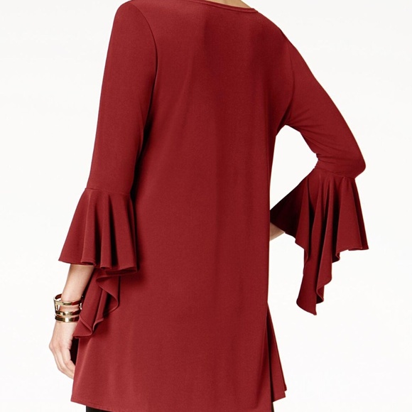 Alfani Red Womens Jersey Hi-low Pullover Blouse - Picture 2 of 3